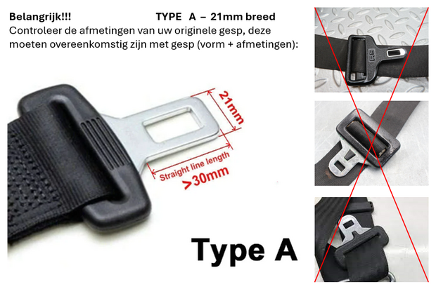 Autogordel Receiver 1 type:A (21mm) met E8 (kwaliteitskeurmerk) met alarm NO